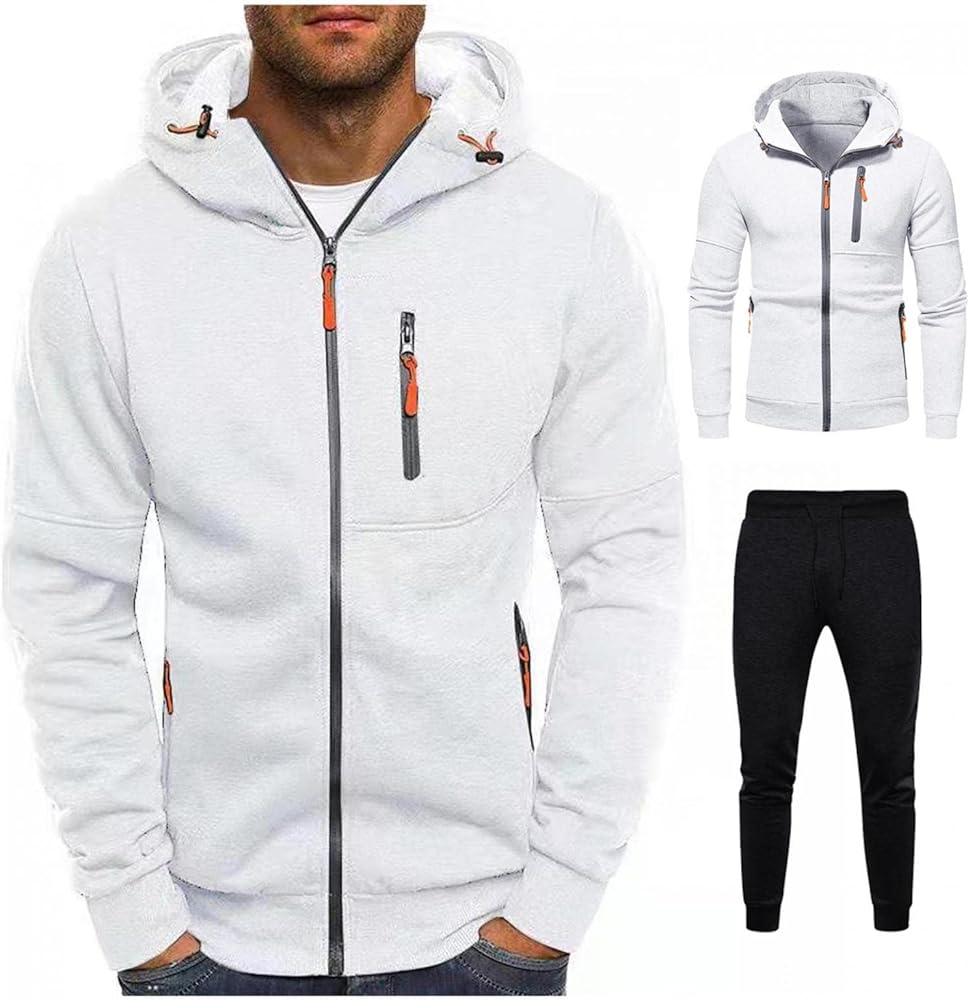 Men's Tracksuits,2 Piece Athletic Hoodie Tracksuit Set Activewear